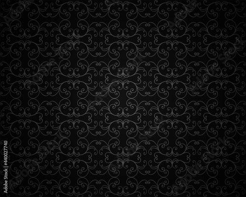 Vector background. Vintage pattern on a black background.