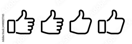 Like symbol. Hand with thumb up. Vector illustration in outline style