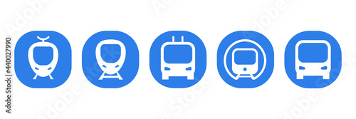 Public city transport icon set. Bus, tram, trolleybus, undeground, train sign. Vector illustration