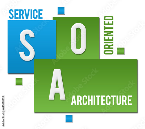 SOA - Service Oriented Architecture Green Blue Squares Text 