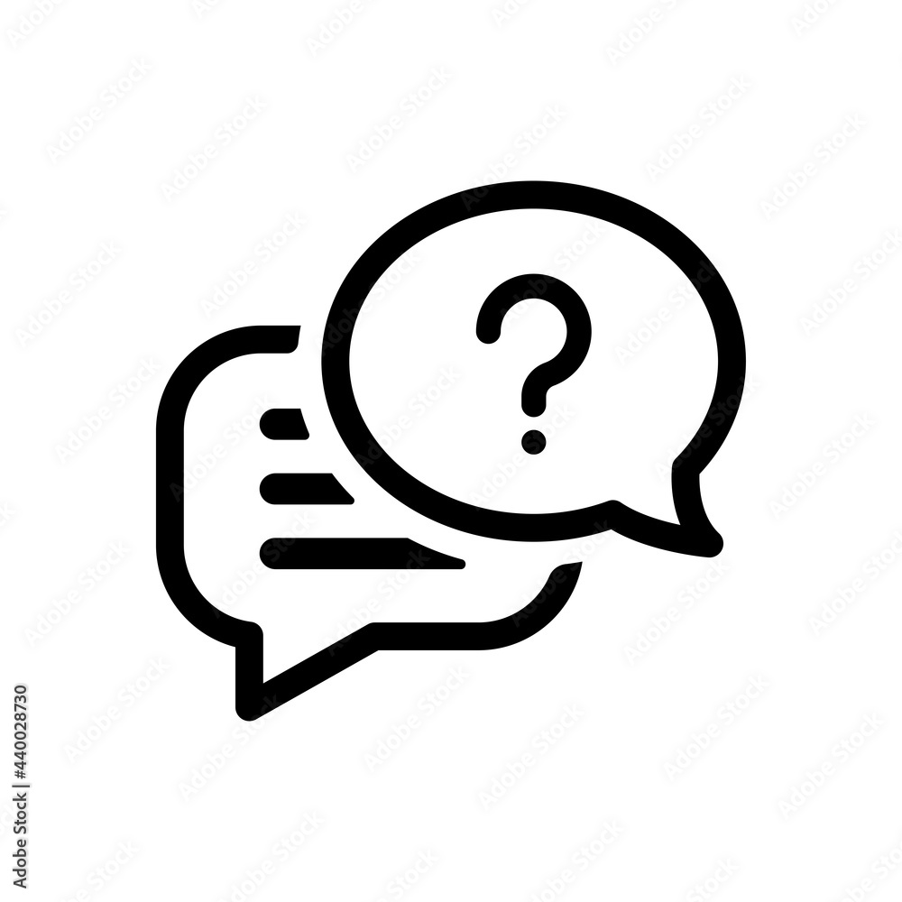 Discussion, question speach bubble icon. Vector illustration in outline style Discussion, question speach bubble icon. Vector illustration in outline style