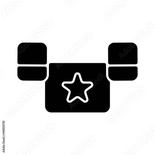 Puddle jumper black glyph icon. Keeping child safe in swimming pool and sea. Equipment for young swimmers. Outdoor water activities. Silhouette symbol on white space. Vector isolated illustration