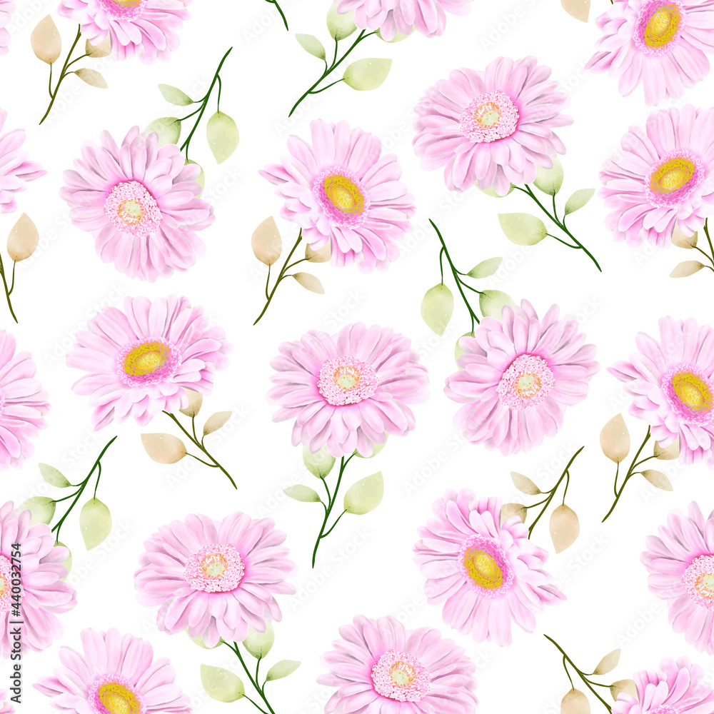 beautiful watercolor Chrysanthemum seamless pattern