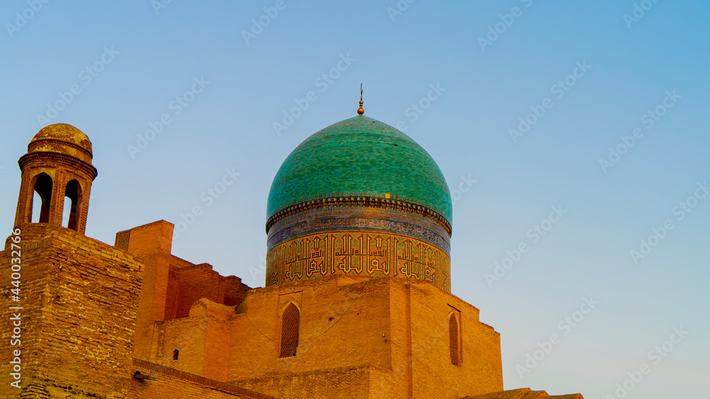 Blue domed mosque of bukhara . Ancient mosques of bukhara . 