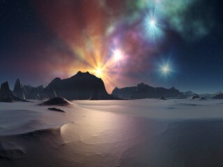 Crédence de cuisine Pantone 2025 Mocha Mousse Beautiful and inspirational illustration of a sky stars landscape  © Mila Rawstock