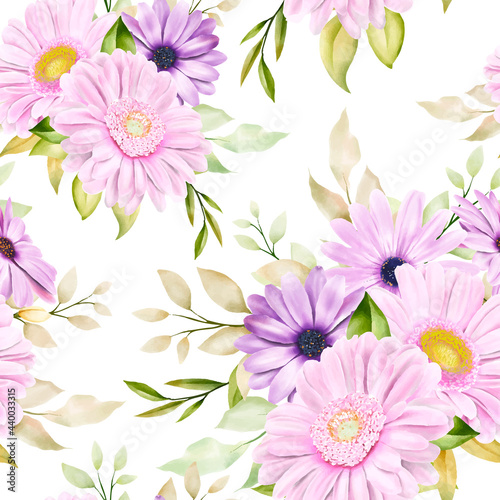 beautiful watercolor Chrysanthemum seamless pattern © lukasdedi