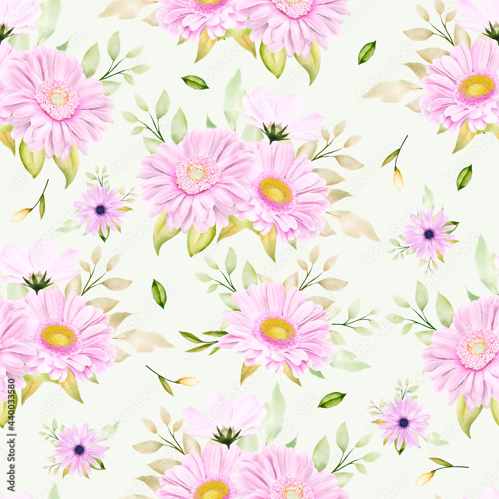beautiful watercolor Chrysanthemum seamless pattern