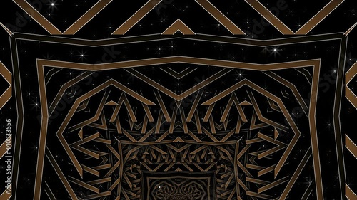 Scene with imitation of many wooden slats. An abstraction of perspective with the illusion of depth. Concert video art.