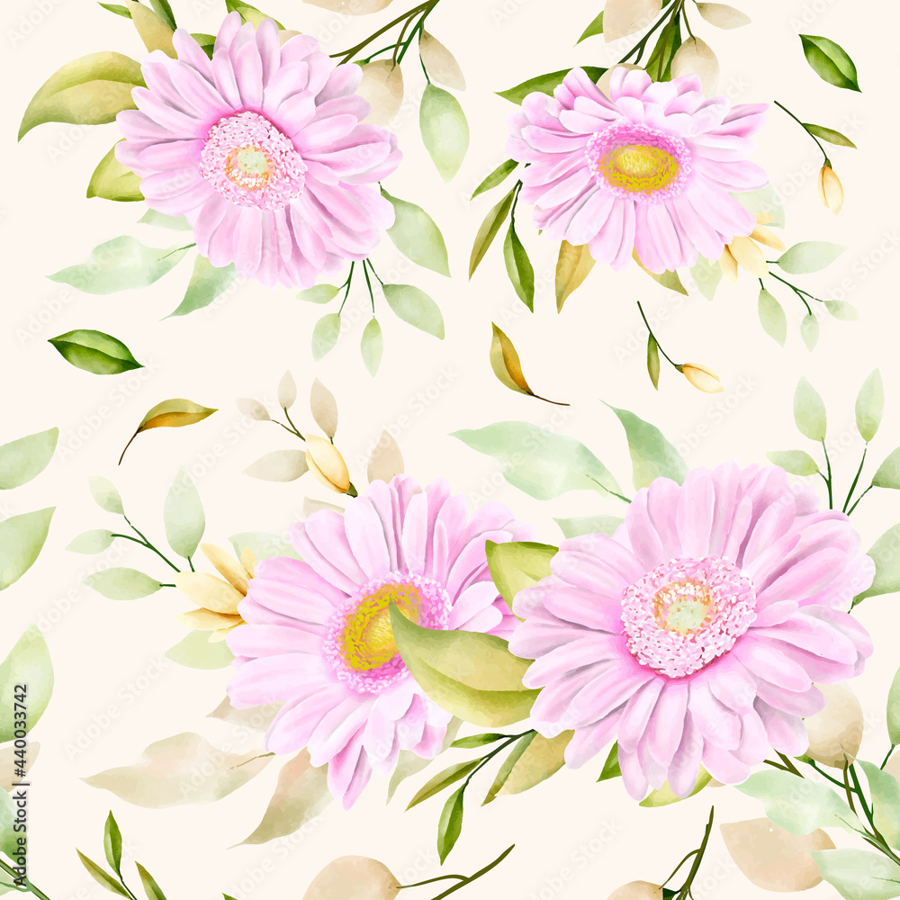 beautiful watercolor Chrysanthemum seamless pattern