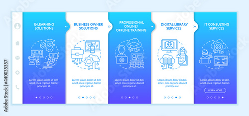Social unity development projects onboarding vector template. Responsive mobile website with icons. Web page walkthrough 5 step screens. Business owner solution color concept with linear illustrations