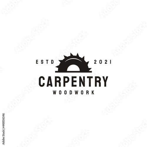 Carpentry wood work hipster vintage logo vector illustration