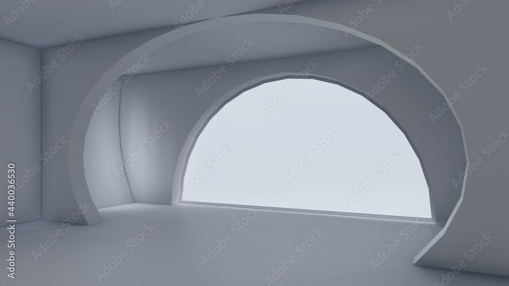 Architecture gray interior background blank spherical room 3d render Architecture gray interior background blank spherical room 3d render