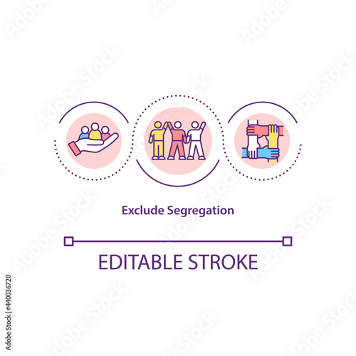 Exclude segregation concept icon. Anti racist people movement. Inequality in social life abstract idea thin line illustration. Vector isolated outline color drawing. Editable stroke