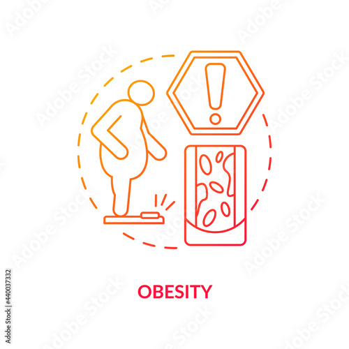 Obesity concept icon. Too many fat in human body. Body overweight problems treatment. Blood vessel squeezing abstract idea thin line illustration. Vector isolated outline color drawing
