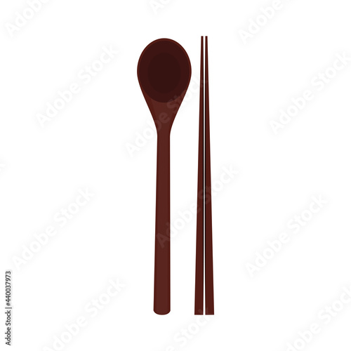Chopsticks and spoon vector. chopsticks and spoon on white background.
