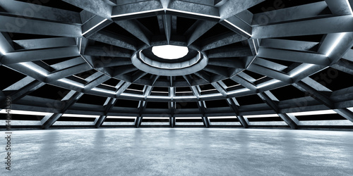 Fototapeta Naklejka Na Ścianę i Meble -  futuristic architecture building hall with dome 3d render illustration modern minimalistic design architecture wallpaper background