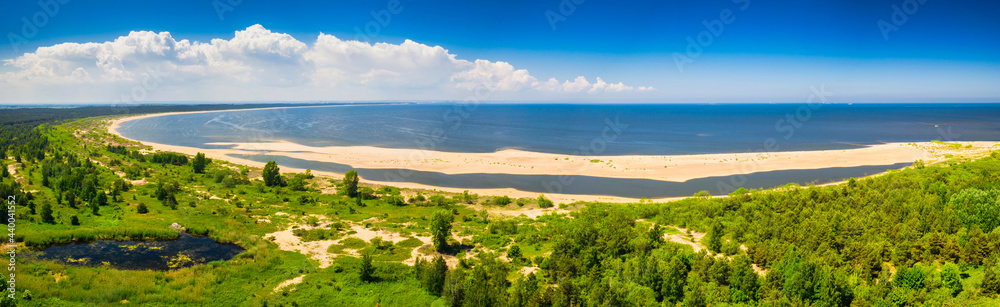 Panorama of Baltic Sea beach in Sobieszewo at summer, Poland