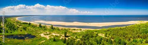 Panorama of Baltic Sea beach in Sobieszewo at summer, Poland
