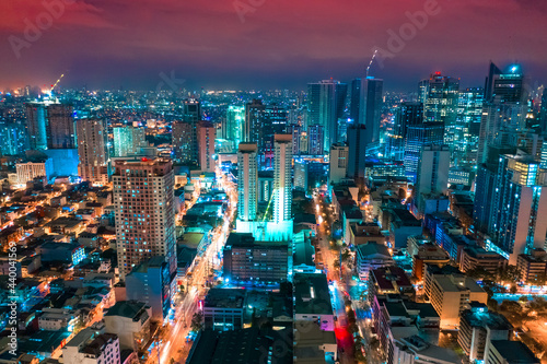 Night view of Skyscrapers Makati, the business district of Metro Manila, Philippines. photo