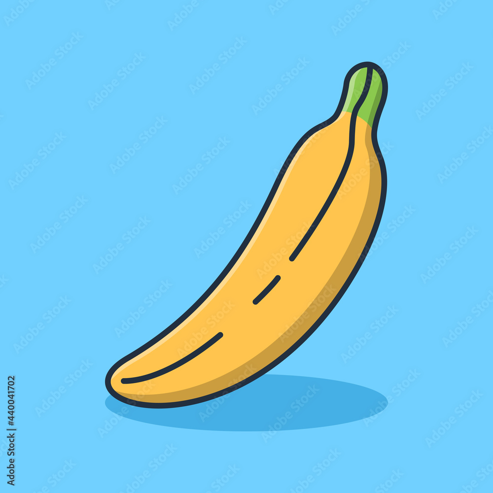 Design illustration of a delicious-looking ripe banana. Isolated food design. Suitable for landing pages, stickers, book covers and icons Design illustration of a delicious-looking ripe banana. Isolated food design. Suitable for landing pages, stickers, book covers and icons