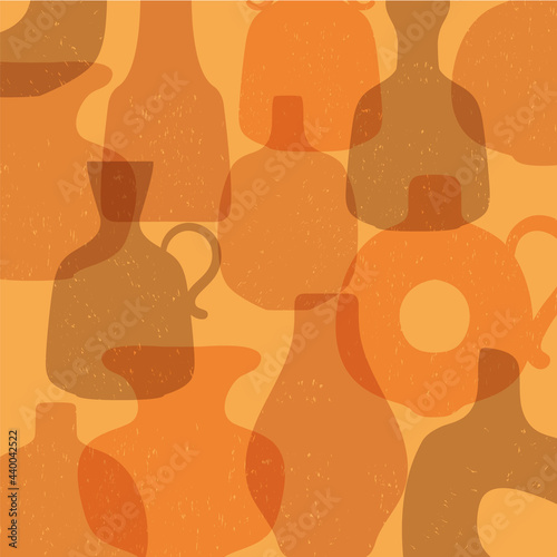 Handmade Clay Pottery Workshop. Artisanal Creative Craft Sign Concept. Textured Vases. Hand drawn Vector set