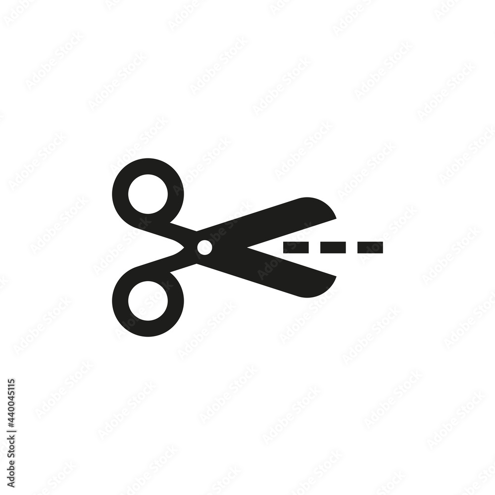 Scissors icon. The scissors cut along the dotted line. Simple vector illustration on a white background Scissors icon. The scissors cut along the dotted line. Simple vector illustration on a white background