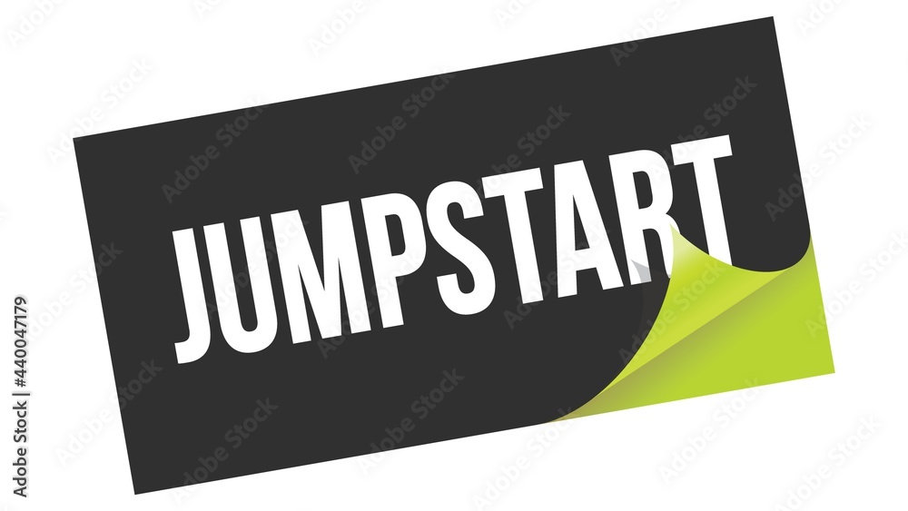 JUMPSTART text on black green sticker stamp. JUMPSTART text on black green sticker stamp.