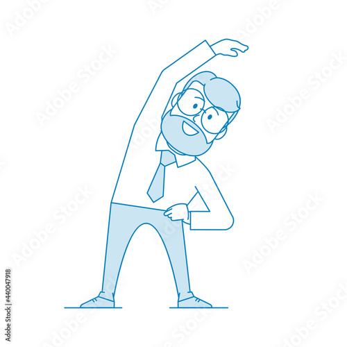 Gymnastics . Health workout . Pulling muscles of men.