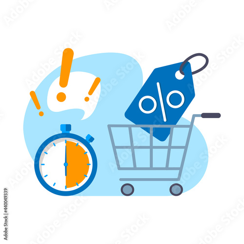 discount, limited time offer concept illustration flat design vector eps10. modern graphic element for landing page, empty state ui, infographic, social media, icon