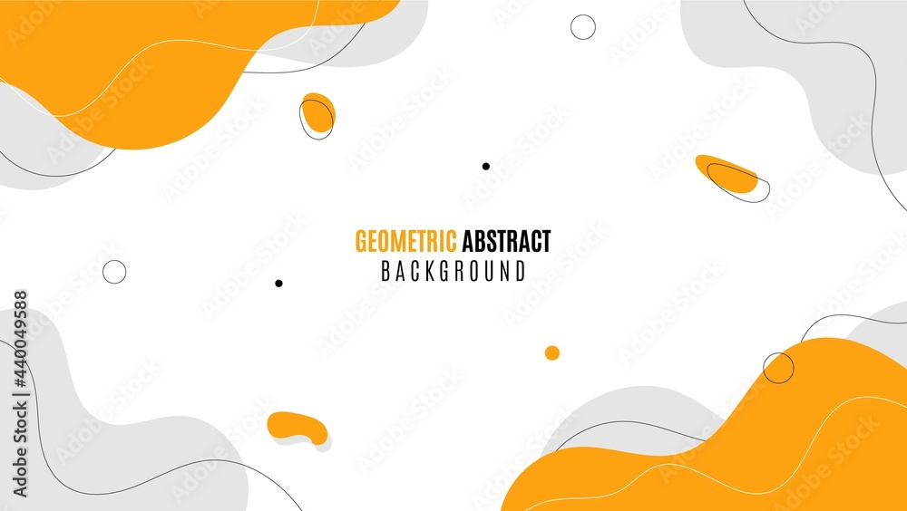 White Yellow Abstract Flat Geometric Curve Shape Background. Good For Banner, Wallpaper, Poster Or Presentation.