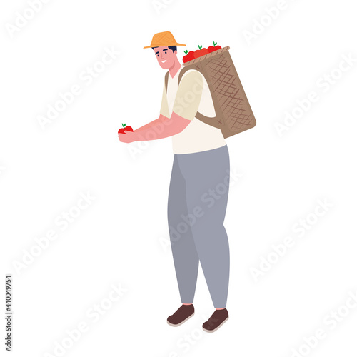 Farmer man with apples basket