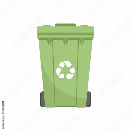 Green trash bin icon flat isolated on white background vector illustration