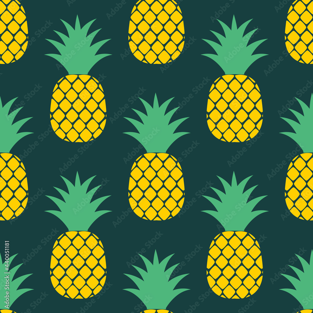 Pineapple fruits dark seamless pattern. Pineapple fruits dark seamless pattern.