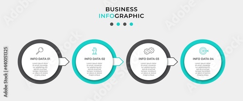 Business Infographic design template Vector with icons and 4 options or steps. Can be used for process diagram, presentations, workflow layout, banner, flow chart, info graph