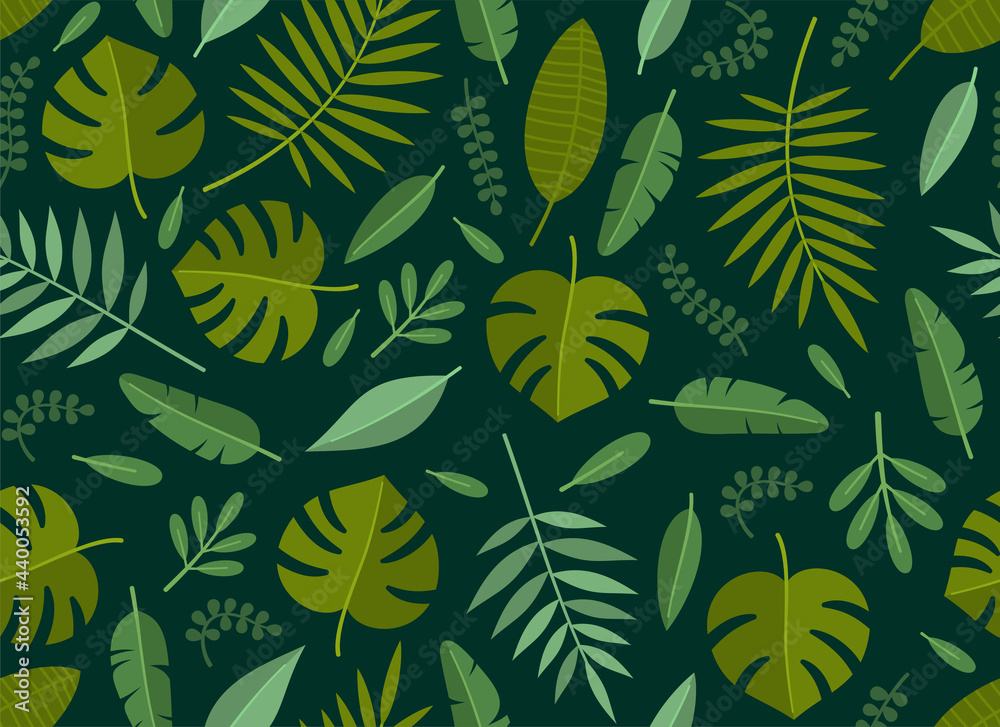 Tropical Plant and Palm Leaves Seamless Pattern. Vector Tropical Plant and Palm Leaves Seamless Pattern. Vector