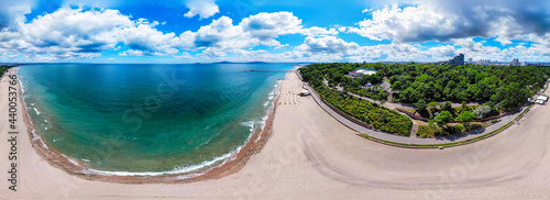 Beautiful 360 degree panoramic view of the Burgas Bay and the Burgas Sea Garden, Bulgaria