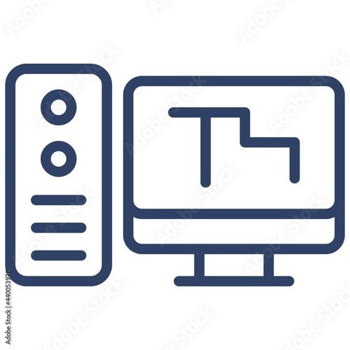 A flat design icon of workstation
