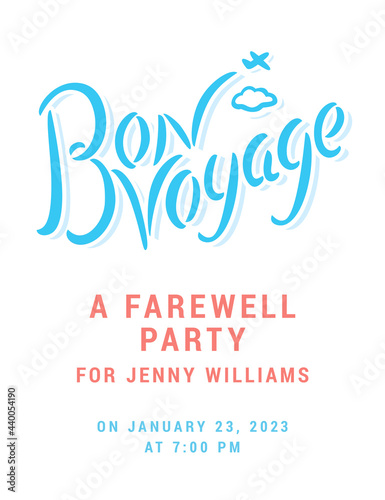 Bon voyage. Vector farewell party invitation.