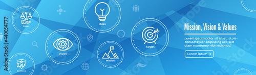 Mission Vision Values Icon Set and Web Header Banner