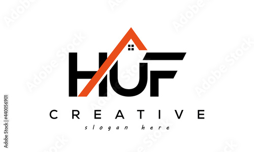 HUF letters real estate construction logo vector