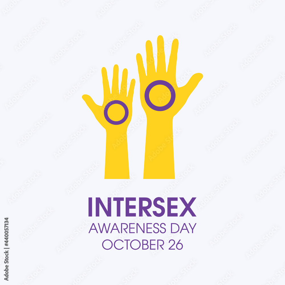 Vetor De Intersex Awareness Day Vector Intersex Pride Flag In Shape Of A Human Hand Silhouette