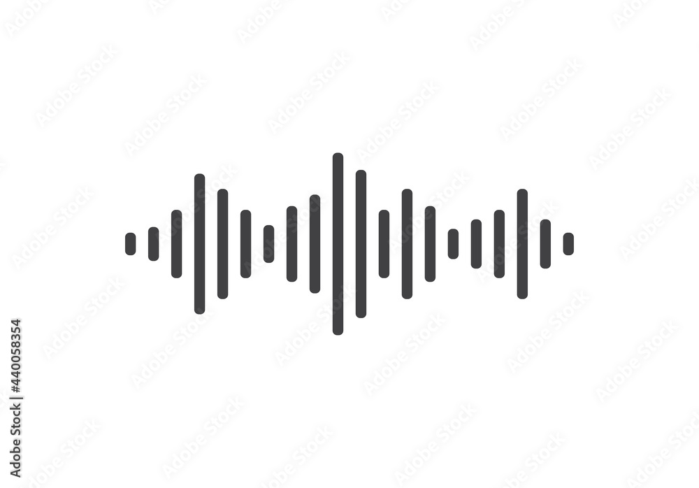 Sound wave icon. Soundwave form on white background. Voice and music audio concept. Vector illustration Sound wave icon. Soundwave form on white background. Voice and music audio concept. Vector illustration