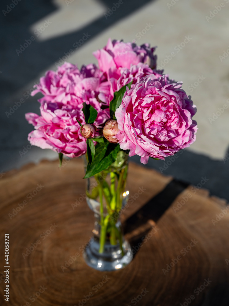 Beautiful bouquet of pink peonies in vase Beautiful bouquet of pink peonies in vase