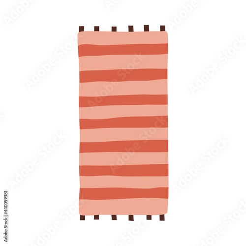 Hand drawn Striped Beach towel vector flat doodle Illustration