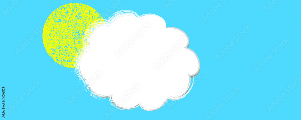 Sun and cumulus clouds . Vector background