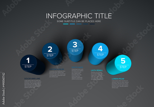 Vector colorful multipurpose Infographic template with five cylinder steps