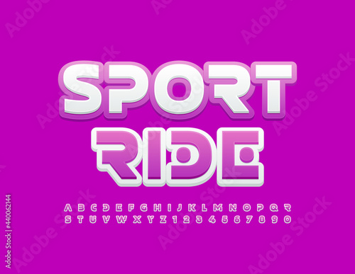 Vector bright banner Sport Ride. Futuristic Alphabet Letters and Numbers set. Creative abstract Font