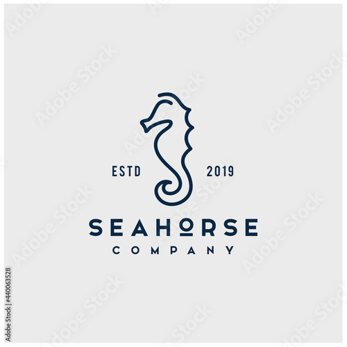 Elegant Luxury Seahorse vintage classic for premium royal brand logo design