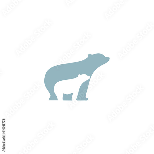 Polar Bear with Baby Silhouette for Arctic Wildlife Logo Design