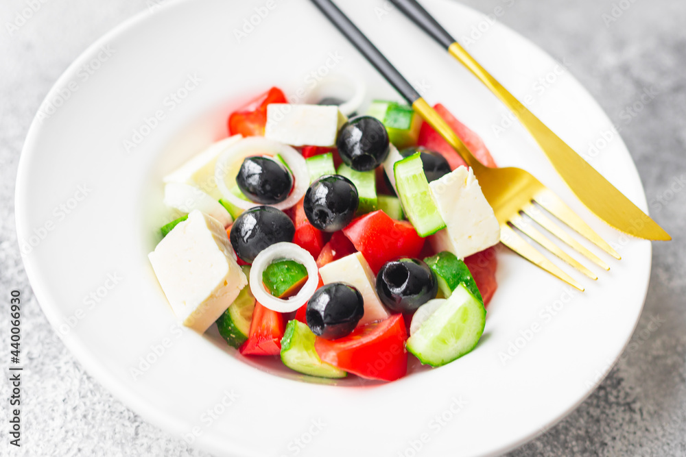 greek salad vegetable, olive, tomato, cucumber, olive oil popular dish on the table meal snack copy space food background rustic top view keto or paleo diet vegetarian food greek salad vegetable, olive, tomato, cucumber, olive oil popular dish on the table meal snack copy space food background rustic top view keto or paleo diet vegetarian food